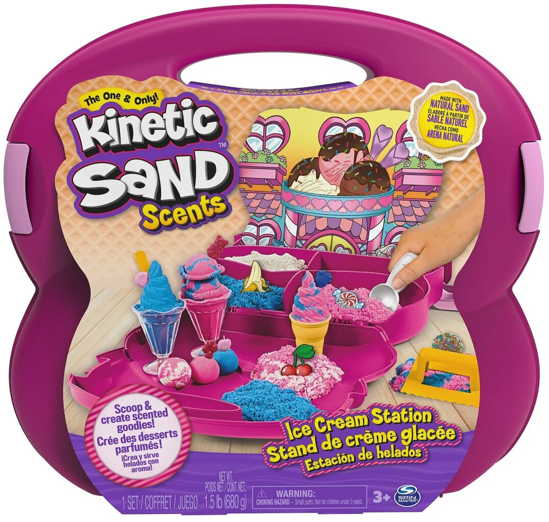 Komplekt Kinetic Sand Scents Suitcase Ice Cream Shop lõhnastatud + tarvikud hind ja info | Kunstitarbed, voolimise tarvikud | kaup24.ee