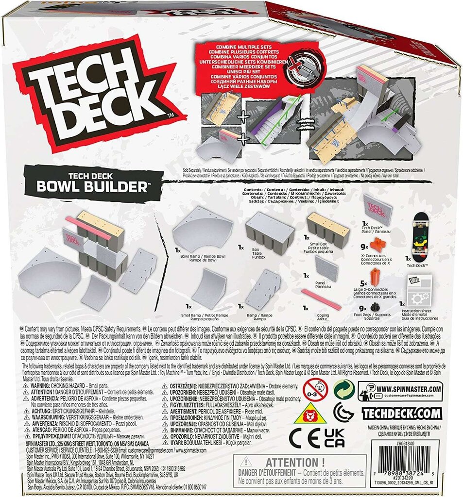 Fingerboard zestaw rampa Tech Deck Bowl Builder ja deskorolka цена и информация | Poiste mänguasjad | kaup24.ee