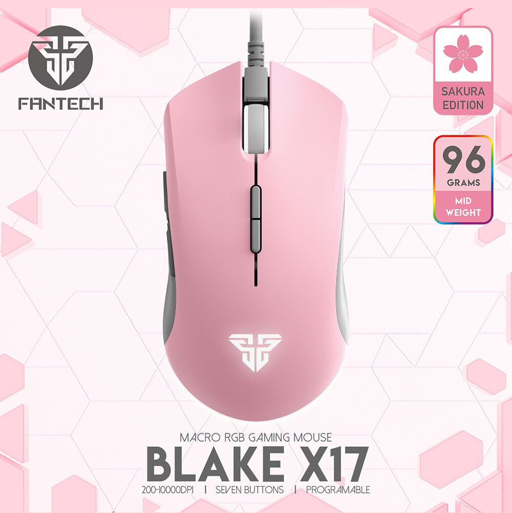 Fantech x17 blake juhtmega hiir roosa hind ja info | Hiired | kaup24.ee