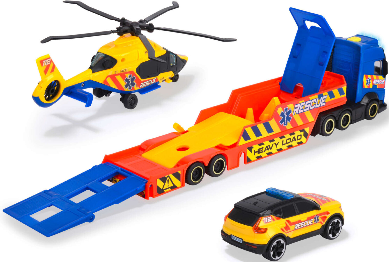 Interaktiivne päästesõidukite haagis koos helikopteri ja Light Sound hind ja info | Poiste mänguasjad | kaup24.ee
