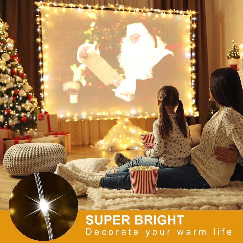 Jõuluvalgusti 100xLED veekindel 5V, 8 režiimiga, USB, kaugjuhtimispult, soe valge hind ja info | Jõulutuled | kaup24.ee