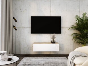 Висящий шкаф под телевизор Wotan Oak/Gloss White, 100 см цена и информация | Тумбы под телевизор | kaup24.ee