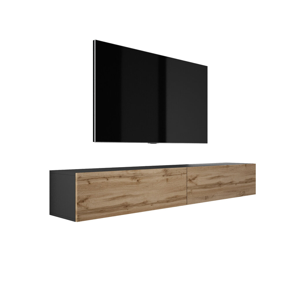 TV -kaapin roikkuva 2 X 100 CM Matt Black/Wotan tamm hind ja info | TV alused | kaup24.ee