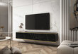 Rippuv telekapp 175 cm, must/must marmor hind ja info | TV alused | kaup24.ee