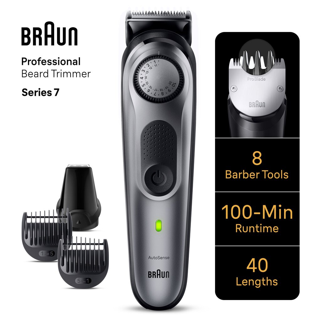 BT7420 Braun Habemetrimmer hind ja info | Juukselõikusmasinad, trimmerid | kaup24.ee