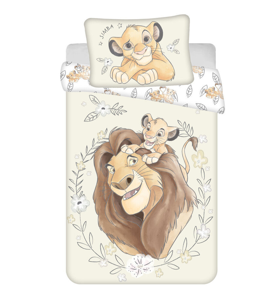 Disney The Lion King Simba Laste voodipesukomplekt 100x135 cm, 40x60 cm цена и информация | Beebide ja laste voodipesu | kaup24.ee