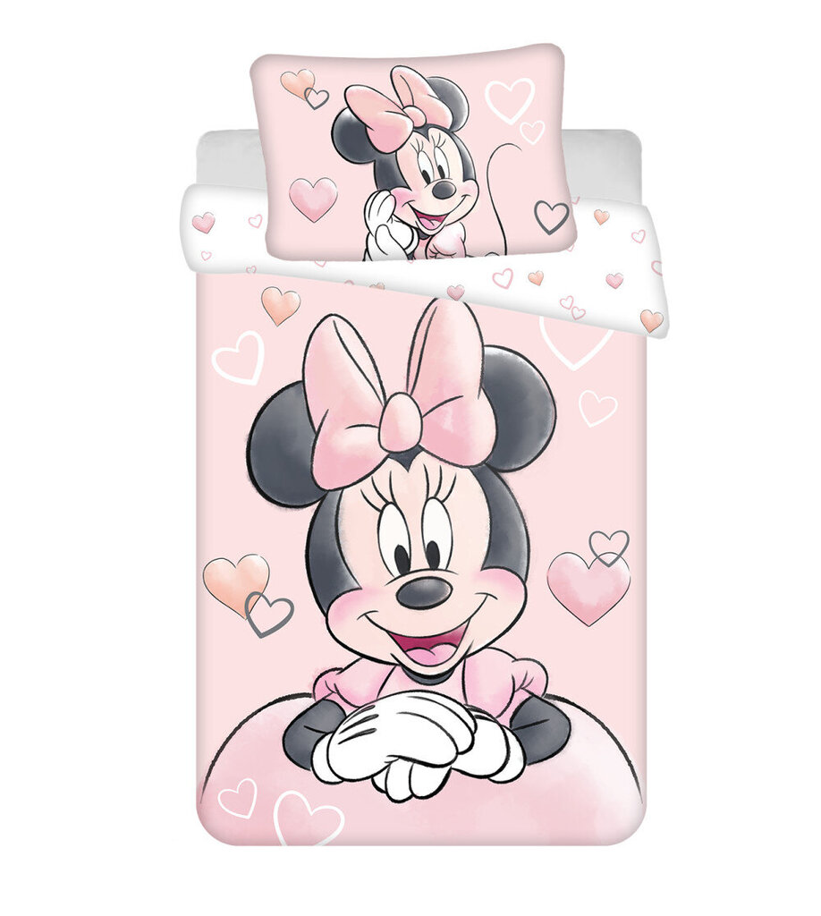 Laste voodipesukomplekt Disney Minnie Powder roosa, 100×135, 2 osa цена и информация | Beebide ja laste voodipesu | kaup24.ee