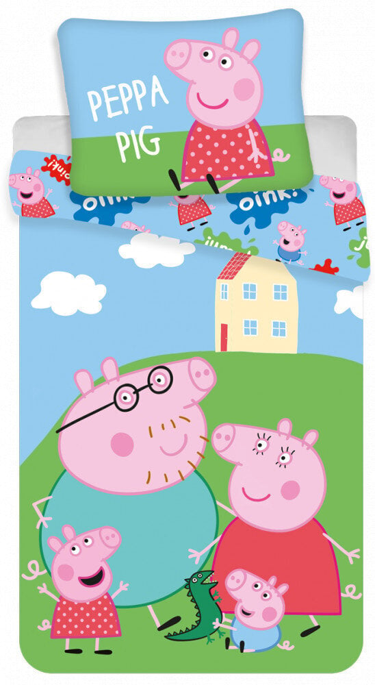 Peppa Pig House Laste voodipesukomplekt 100x135 cm, 40x60 cm hind ja info | Beebide ja laste voodipesu | kaup24.ee
