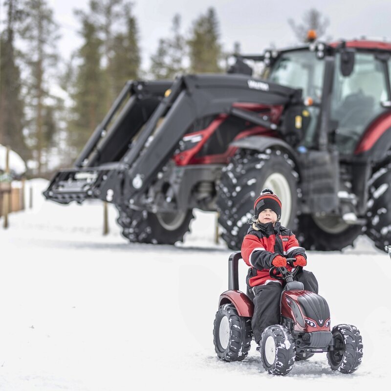 Pedaaltraktor FALK Valtra koos haagisega, punane hind ja info | Imikute mänguasjad | kaup24.ee