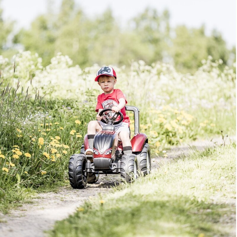 Pedaaltraktor FALK Valtra koos haagisega, punane hind ja info | Imikute mänguasjad | kaup24.ee