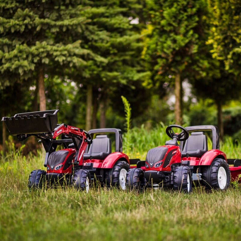 Pedaaltraktor FALK Valtra koos haagisega, punane hind ja info | Imikute mänguasjad | kaup24.ee