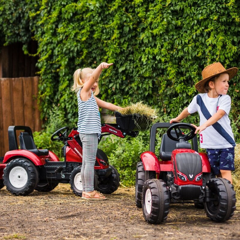 Pedaaltraktor FALK Valtra koos haagisega, punane hind ja info | Imikute mänguasjad | kaup24.ee