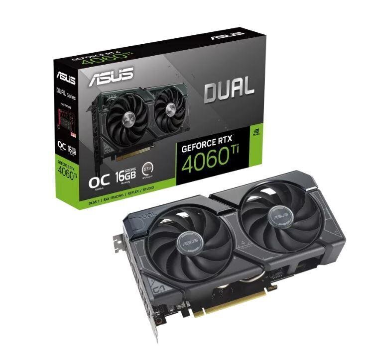 Asus Dual GeForce RTX 4060 Ti OC Edition (DUAL-RTX4060TI-O16G ) цена и информация | Videokaardid (GPU) | kaup24.ee