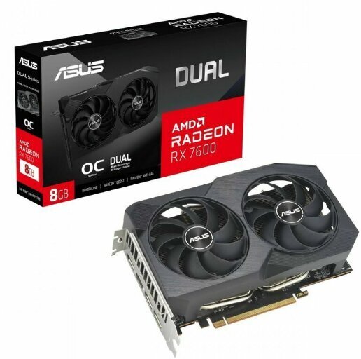 Asus Dual Radeon RX 7600 V2 OC Edition DUAL-RX7600-O8G-V2 hind ja info | Videokaardid (GPU) | kaup24.ee