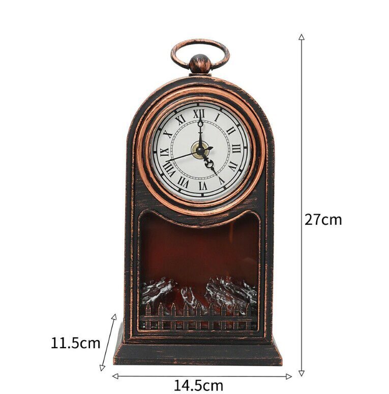 Vintage LED-kaminalamp kellaga, pruun цена и информация | Originaalsed kellad | kaup24.ee