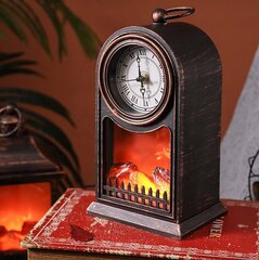 Винтажный светодиодный каминный светильник с часами, коричневый цена и информация | Оригинальные часы  | kaup24.ee