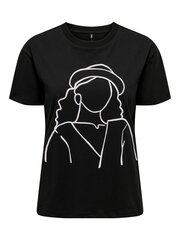 Женская футболка ONLY 15311651*01 5715505711300, черная цена и информация | Женские футболки | kaup24.ee