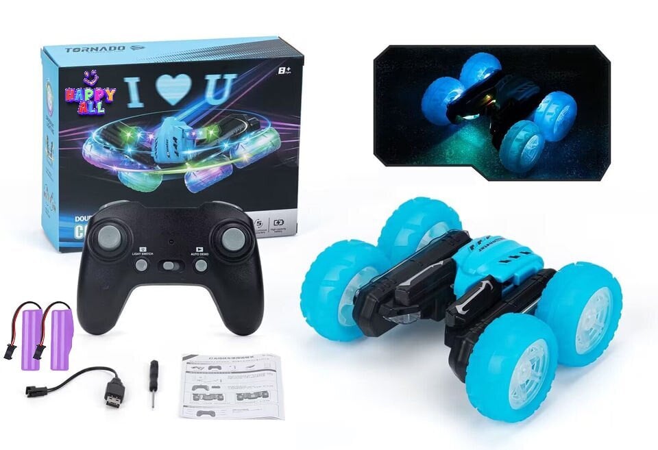 Tornado Stunt Car RC trikisõiduk LED-valgustuse ja 3D-tekstiprojektoriga цена и информация | Poiste mänguasjad | kaup24.ee