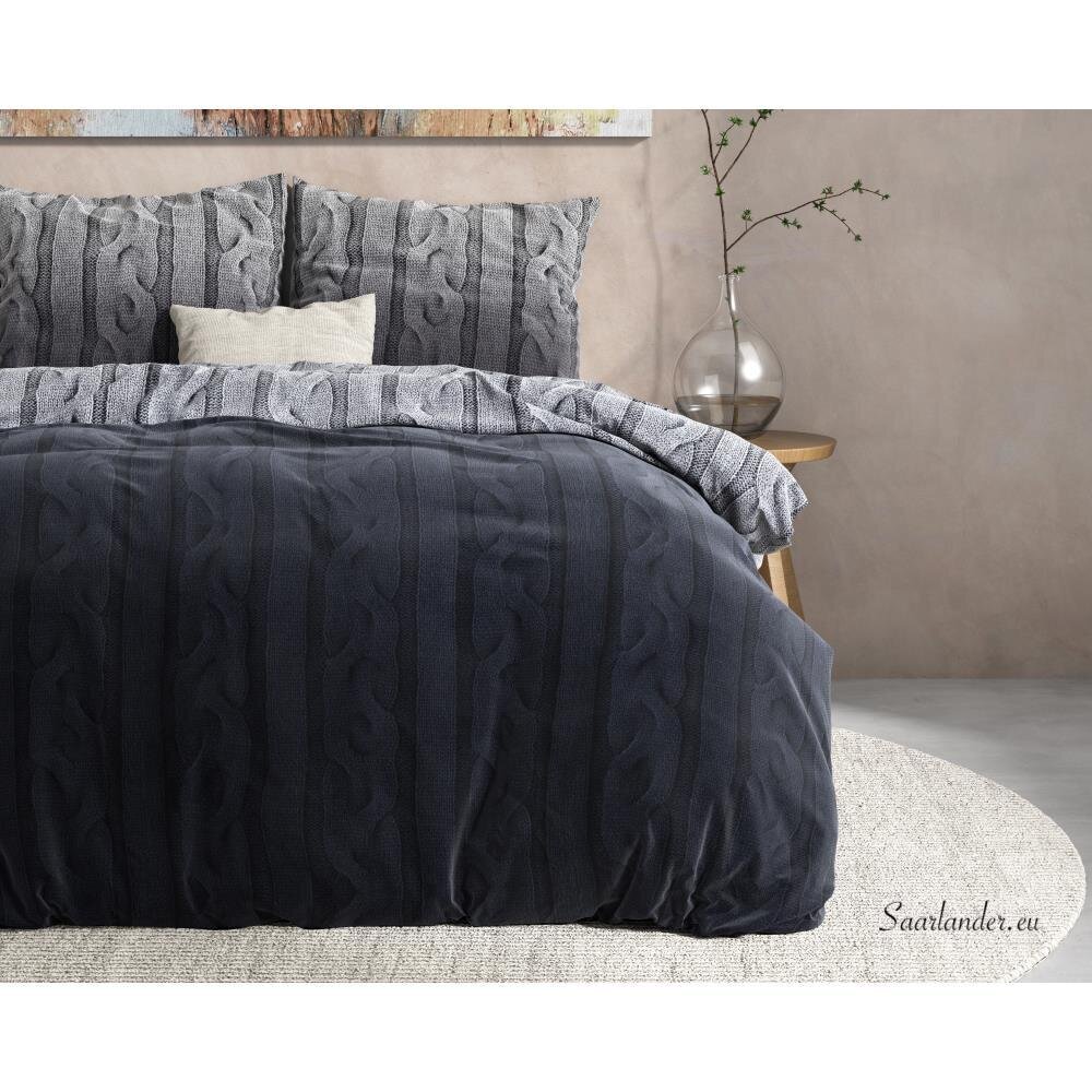 Voodikomplekt flanell Dante, 240x220cm, tumehall цена и информация | Voodipesu | kaup24.ee