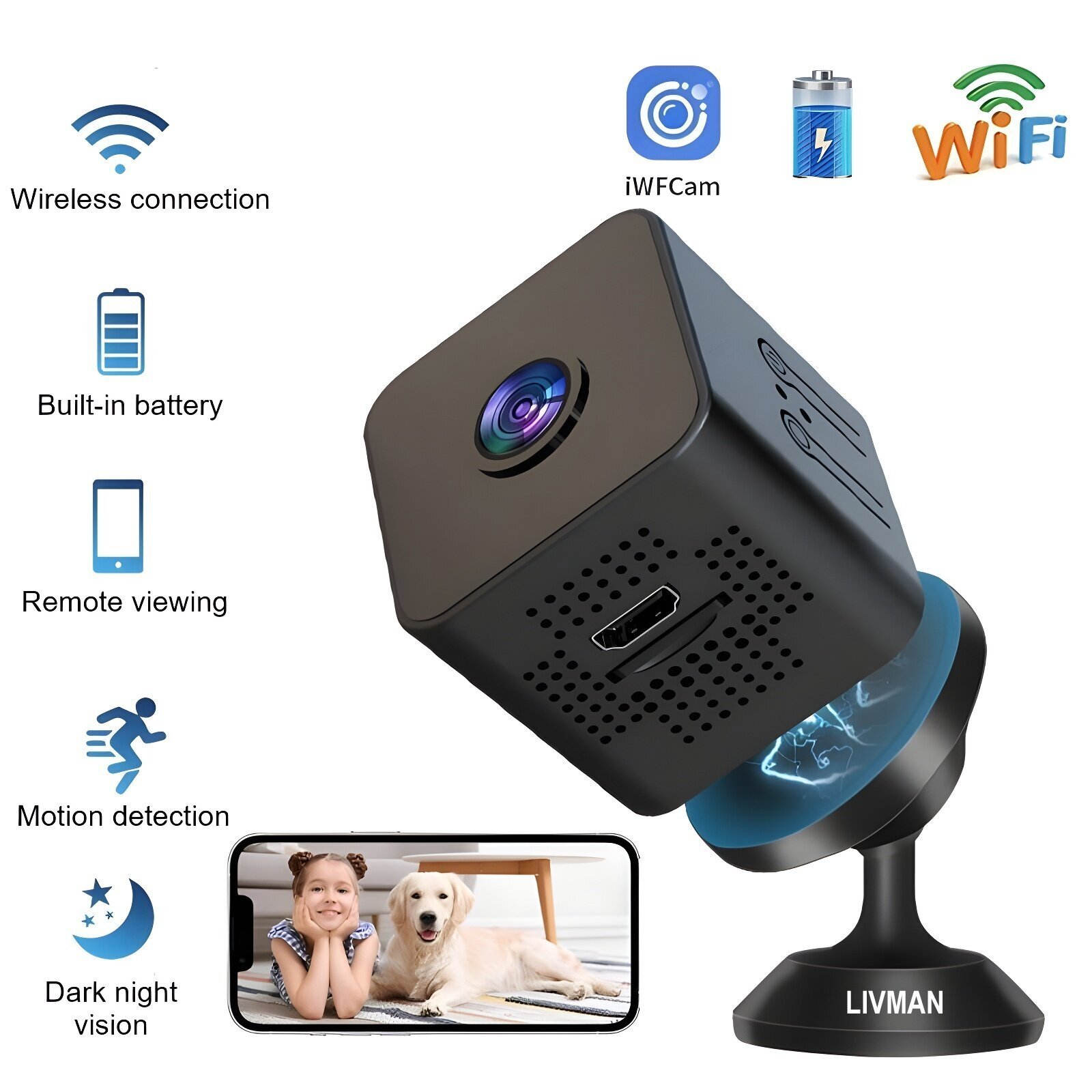 Беспроводная Умная Wi-Fi Камера Наблюдения Full HD LIVMAN X1 Цена.