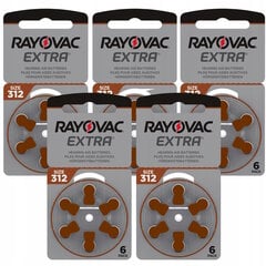 Батарейки для слуховых аппаратов Rayovac A312 (PR41) 5х6 шт., 30 шт. цена и информация | Батарейки | kaup24.ee