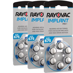 Rayovac Impant Pro+ 675, PR44 akud kohleaarimplantaatide jaoks, 18 tk цена и информация | Батарейки | kaup24.ee