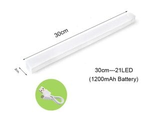 Juhtmeta LED-valgusti liikumisanduriga (külmvalge), 30 cm, 21LED цена и информация | Монтируемые светильники, светодиодные панели | kaup24.ee