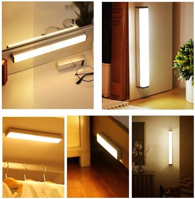 Juhtmeta LED-valgusti liikumisanduriga (soe valge), 20 cm, 13 LED hind ja info | Süvistatavad ja LED valgustid | kaup24.ee