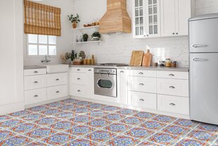 Kleepuvad dekoratiivplaadid Decormat 30x30cm, 9 tk, azulejos stiilis graafika hind ja info | Põrandaplaadid | kaup24.ee