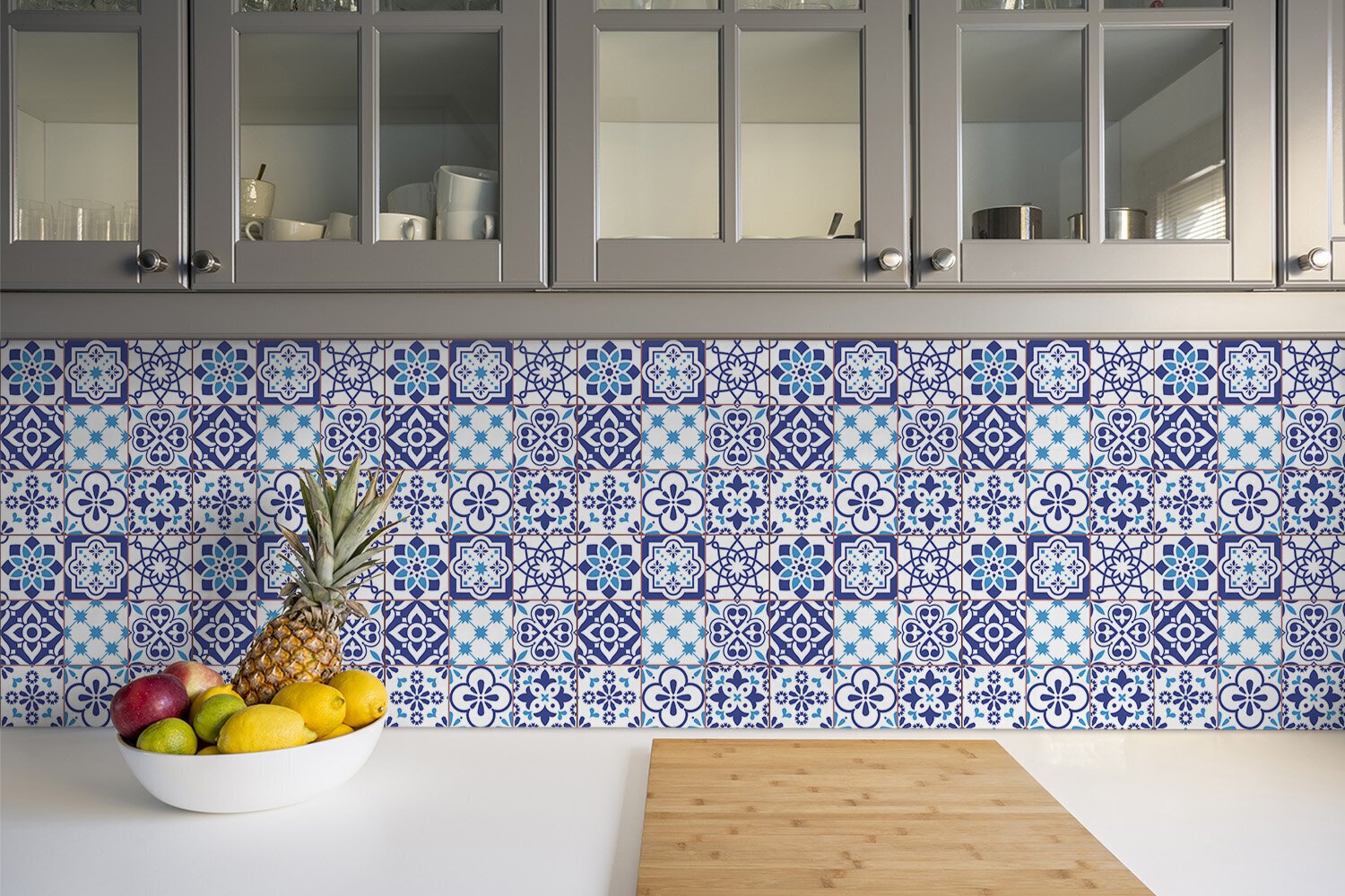 Kleepuvad dekoratiivplaadid Decormat 30x30cm, 9 tk, azulejos muster hind ja info | Põrandaplaadid | kaup24.ee