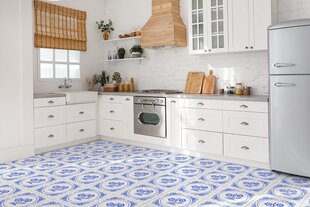 Kleepuvad dekoratiivplaadid Decormat 30x30cm, 9 tk, azulejos lill hind ja info | Põrandaplaadid | kaup24.ee