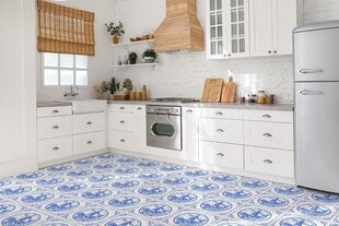Kleepuvad dekoratiivplaadid Decormat 30x30cm, 9 tk, azulejos stiilis tuuleveski hind ja info | Põrandaplaadid | kaup24.ee