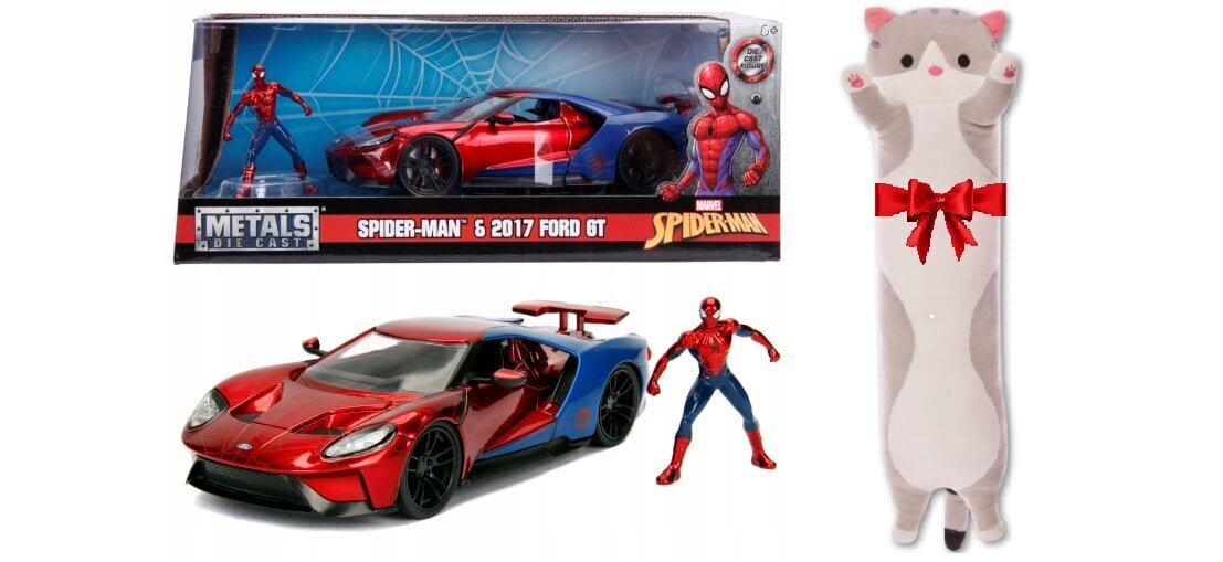 Mänguauto Jada Toys Marvel Spiderman Ford GT ja padi Cat, 50 cm hind ja info | Poiste mänguasjad | kaup24.ee