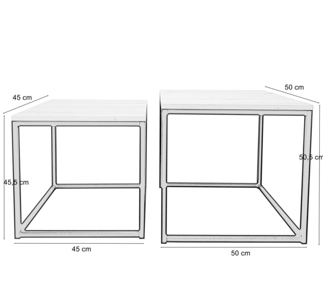 Kohvilaud Double Decorates, 50x50 cm, kuldne цена и информация | Diivanilauad | kaup24.ee