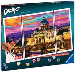 Ravensburger - Creart Triptych, Рим, набор для рисования по номерам, содержит 3 предварительно напечатанные доски, кисть, цвета и аксессуары, творческая игра и расслабление для взрослых 14+ лет. цена и информация | Живопись по номерам | kaup24.ee