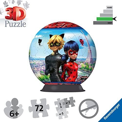 Pusle Ravensburger 3D Lepatriinu ja kass Noir, 72 tk hind ja info | Pusled | kaup24.ee