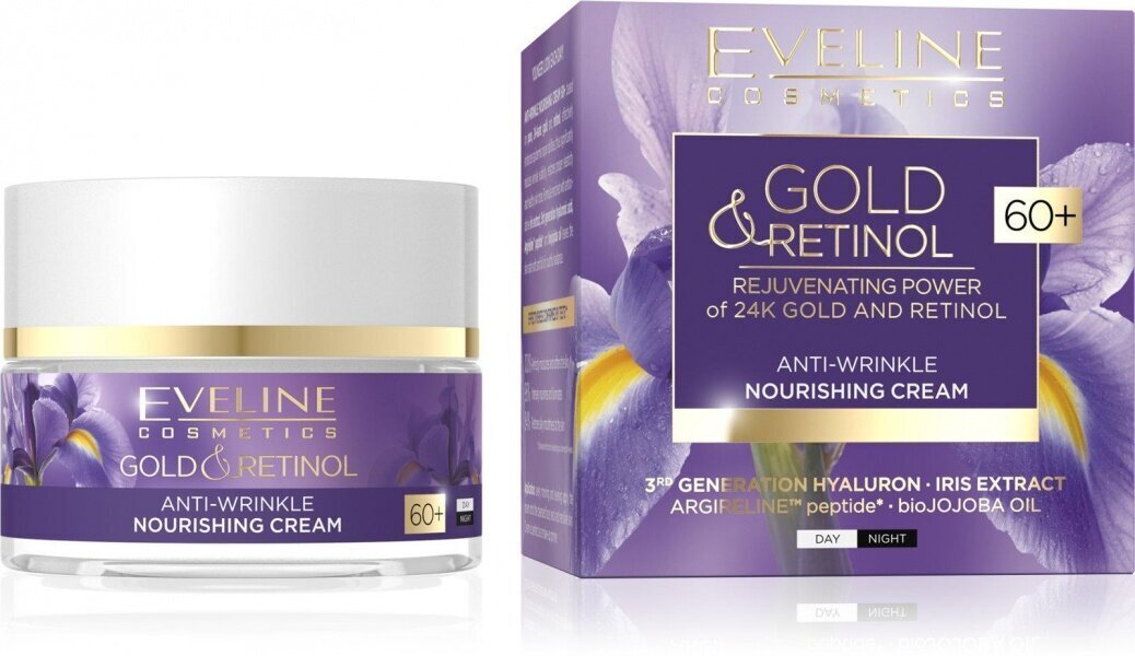 Toitev kortsudevastane kreem Eveline Gold & Retinol 60+, 50 ml цена и информация | Näokreemid | kaup24.ee