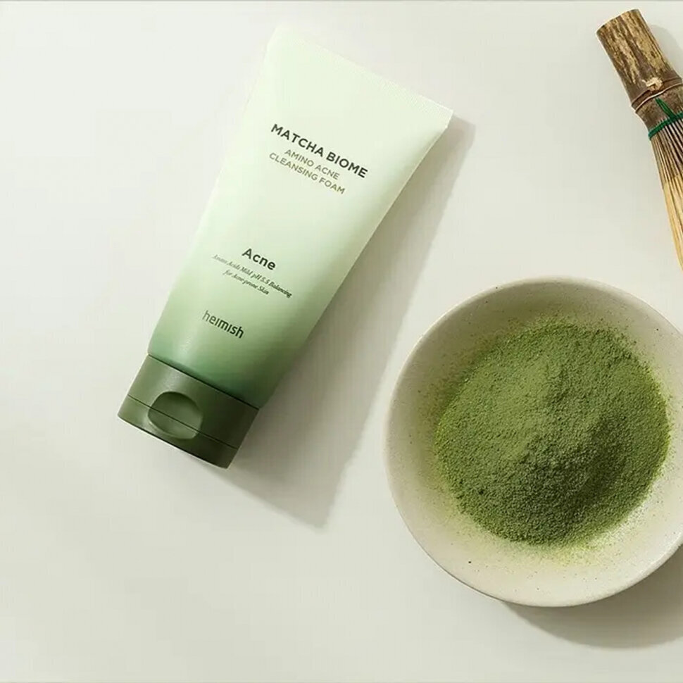 Põletikuvastane vaht matcha ja probiootikumidega, Heimish Matcha Biome Amino Acne Cleansing Foam, 150 ml hind ja info | Näopuhastusvahendid | kaup24.ee