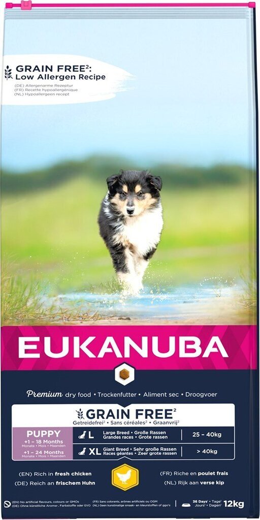 Eukanuba Puppy Grain Free L suurt tõugu kutsikatele, 12 kg цена и информация | Kuivtoit koertele | kaup24.ee