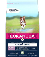 Eukanuba Grain Free S/M Puppy väikest ja keskmist tõugu kutsikatele koos lambalihaga, 12 kg цена и информация | Сухой корм для собак | kaup24.ee