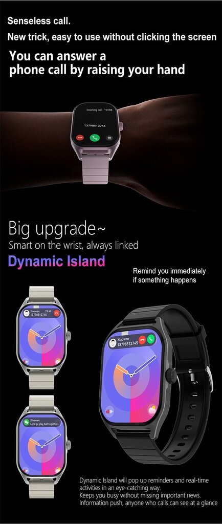 DT NO.1 DT99 Black hind ja info | Nutikellad (smartwatch) | kaup24.ee