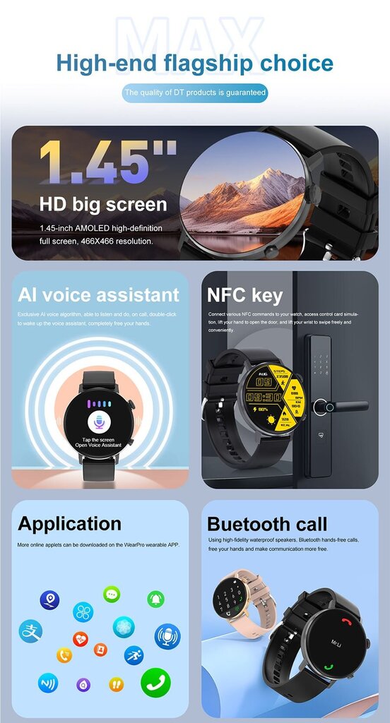DT NO.1 DT88 Max Silver hind ja info | Nutikellad (smartwatch) | kaup24.ee