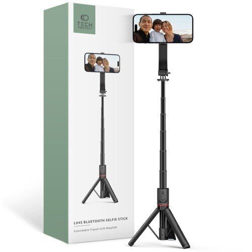 Tech-Protect statiiv Selfie Stick Tripod MagSafe L04S, must цена и информация | Selfie sticks | kaup24.ee