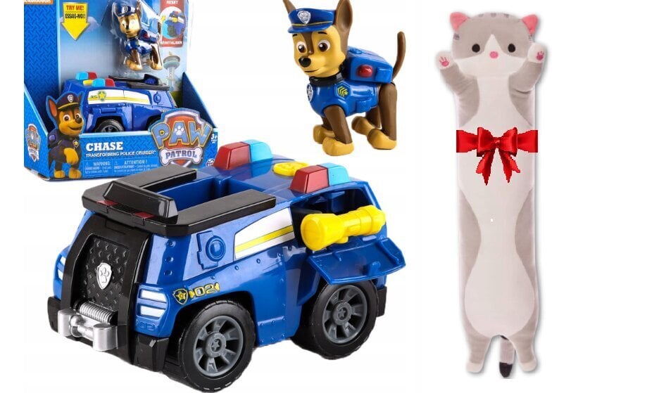 Politseiauto Spin Master Paw Patrol ja plüüsist padi Cat, 50 cm hind ja info | Poiste mänguasjad | kaup24.ee