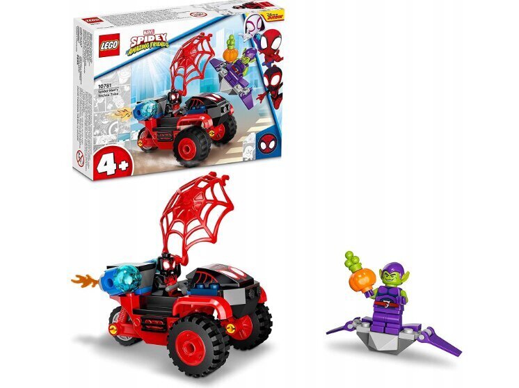 10781 LEGO Super Heroes Tech kolmerattaline SpiderMan ja plüüsist padjakass, 50 cm hind ja info | Klotsid ja konstruktorid | kaup24.ee