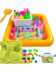 Песочница с кинетическим песком 2кг, жёлтый цена и информация | Развивающие игрушки и игры | kaup24.ee