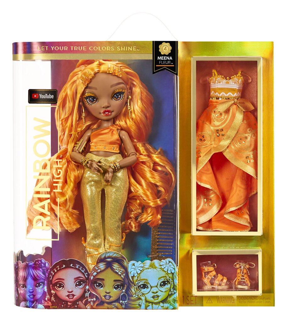 Nukk Rainbow High Meena Fleur Saffron Gold Fashion Doll цена и информация | Tüdrukute mänguasjad | kaup24.ee