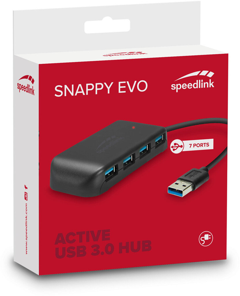 Speedlink USB hub Snappy Evo USB 3.0 7-port (SL-140108) цена и информация | USB jagajad, adapterid | kaup24.ee