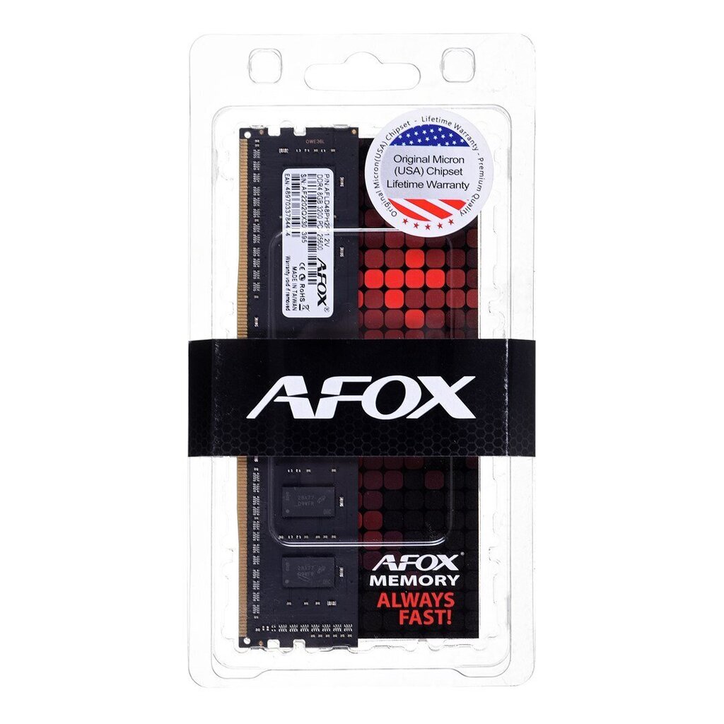 Afox, 16GB, DDR4, 3200MHz, CL22, XMP2, Micron Chip цена и информация | Operatiivmälu (RAM) | kaup24.ee