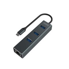 USB Centrmezgls Savio 3-port USB-C 3.1 GEN 1 hub with RJ-45 Gigabit Ethernet цена и информация | Адаптеры и USB-hub | kaup24.ee